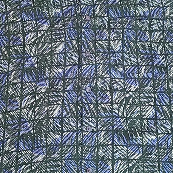 Tasso Elba Men's XL Silk Blend Casual Button Down Short Sleeve Geometric Palm - Picture 4 of 14